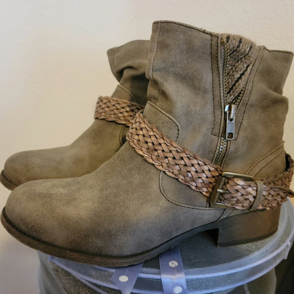 Grey Sued Ankle Boots